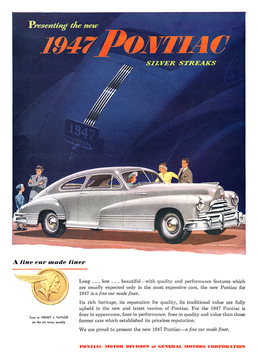 Pontiac Torpedo Sedan-Coupe Ad (March, 1947): Presenting the new 1947 Pontiac Silver Streaks
