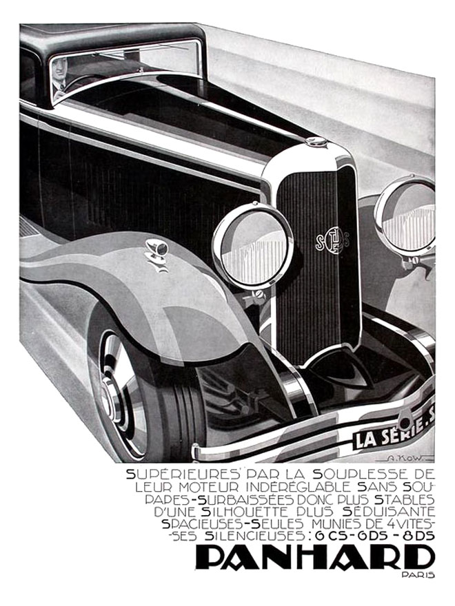 Panhard Advertising (1931): Graphic by Alexis Kow - Les nouvelles Panhard - Supérieurs par la souplesse