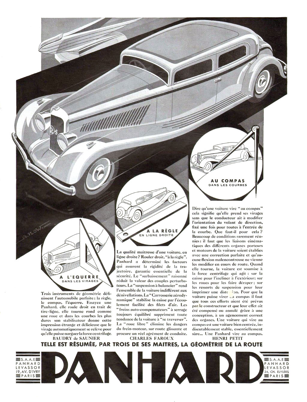 Panhard Advertising (1933): Graphic by Alexis Kow - La géométrie de la route