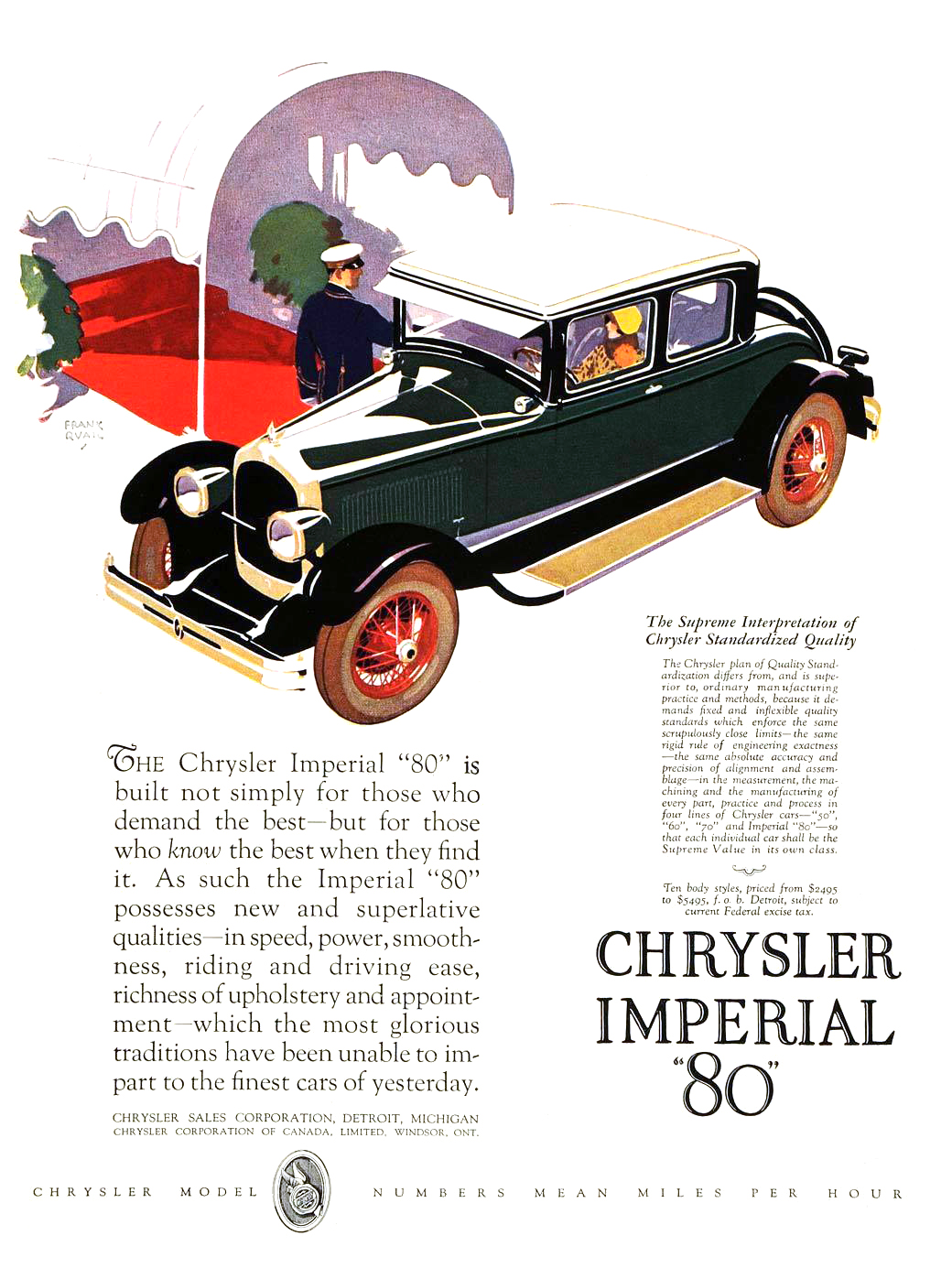 Chrysler Imperial "80" Ad (December, 1926): Coupe - Illustrated by Frank Quail