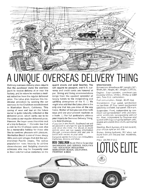Lotus Elite Coupe Ad (1963) - A Unique Overseas Delivery Thing