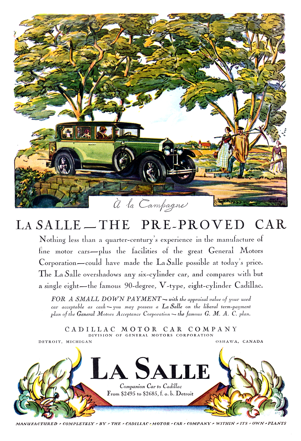 Cadillac/LaSalle Ad (June, 1927):  À la Campagne - Illustrated by Edward A. Wilson