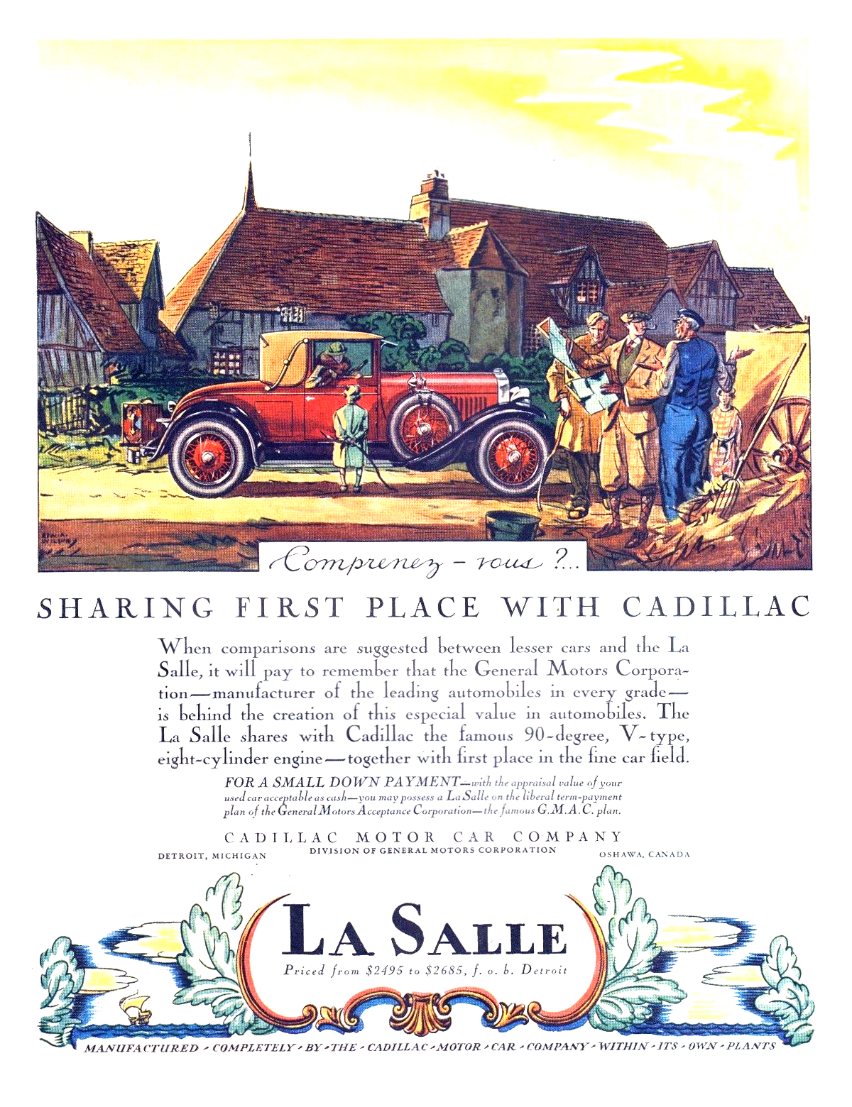 Cadillac/LaSalle Ad (July, 1927): Comprenez - vous ?... - Illustrated by Edward A. Wilson