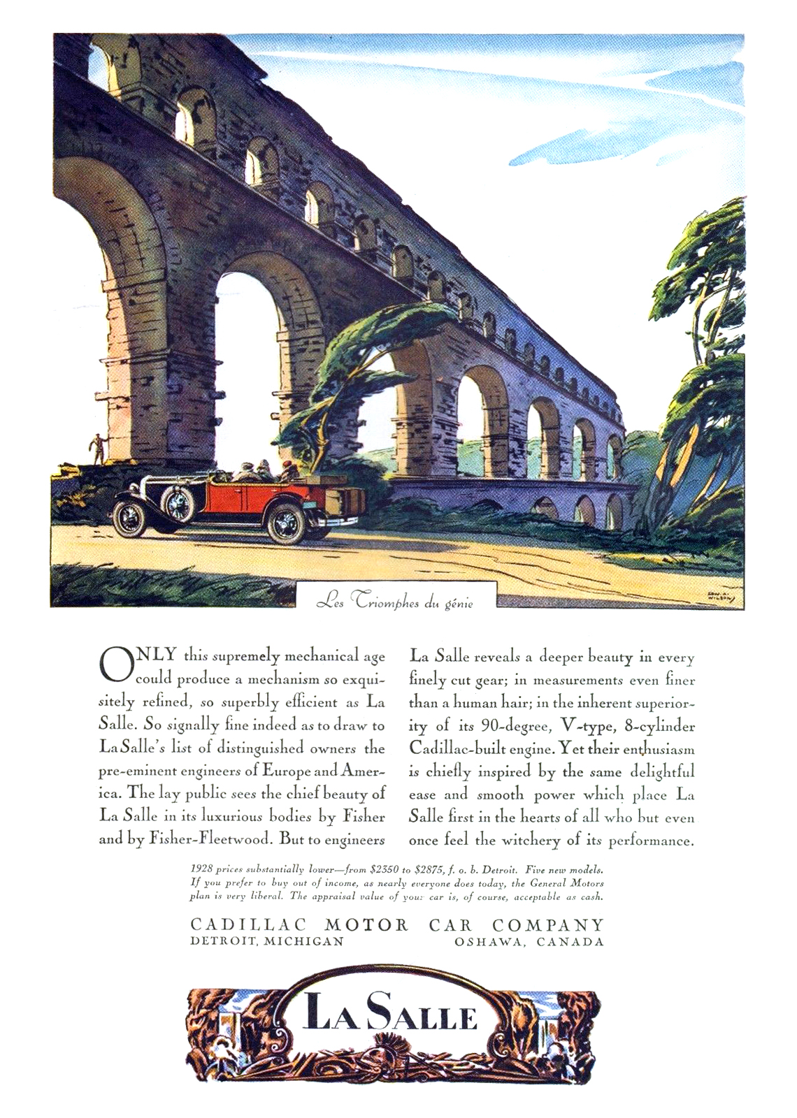 Cadillac/LaSalle Ad (March, 1928): Les Triomphes du gènie - Illustrated by Edward A. Wilson