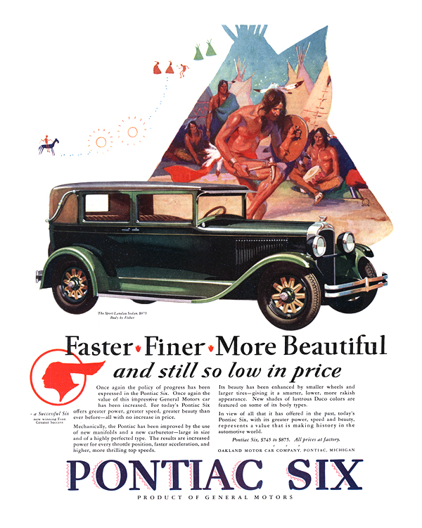 Pontiac Six Ad (August, 1928): Sport Landau Sedan, Body by Fisher - Faster, Finer, More Beautiful and still so low in price