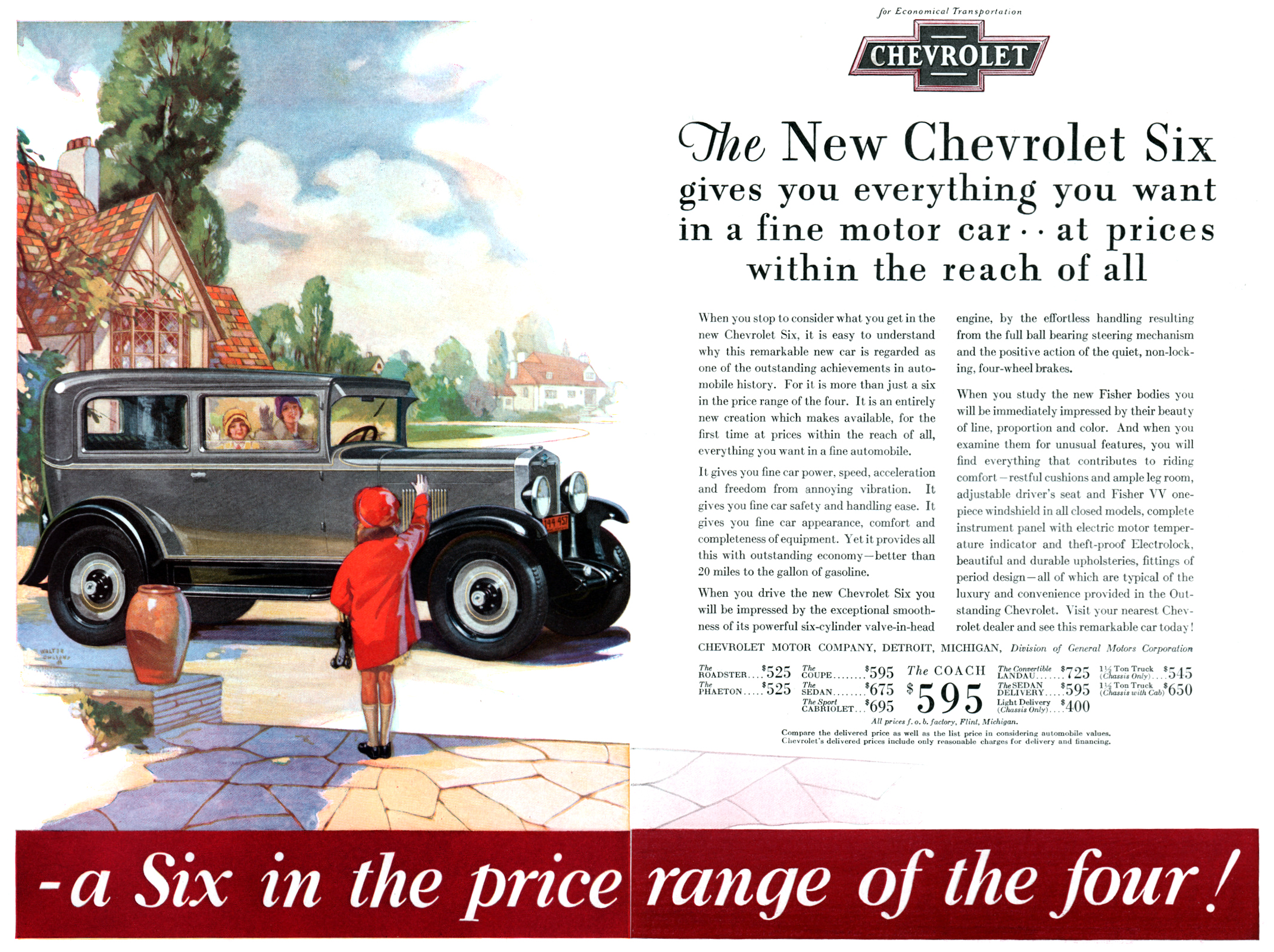 Chevrolet Six Ad (May, 1929): Illustrated by Walter Ohlson