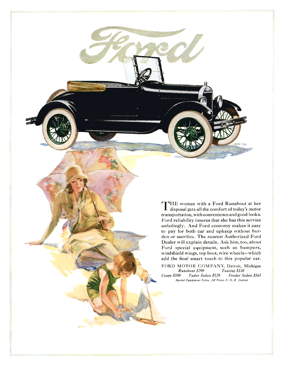 Ford Model T Ad (July, 1926): Runabout - Illustrated by J. Karl