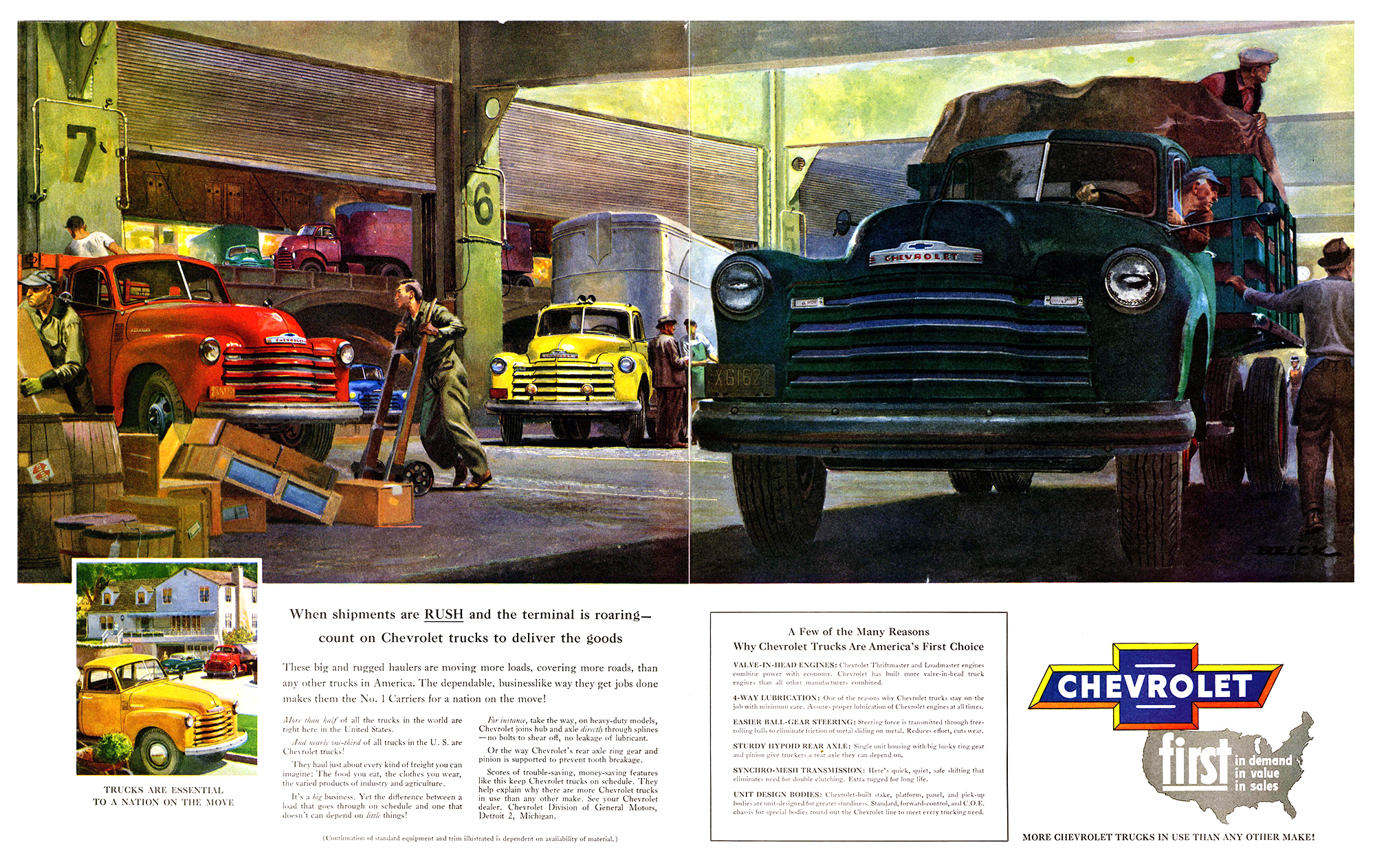 Chevrolet Trucks Ad (June, 1952): Illustrated by Peter Helck