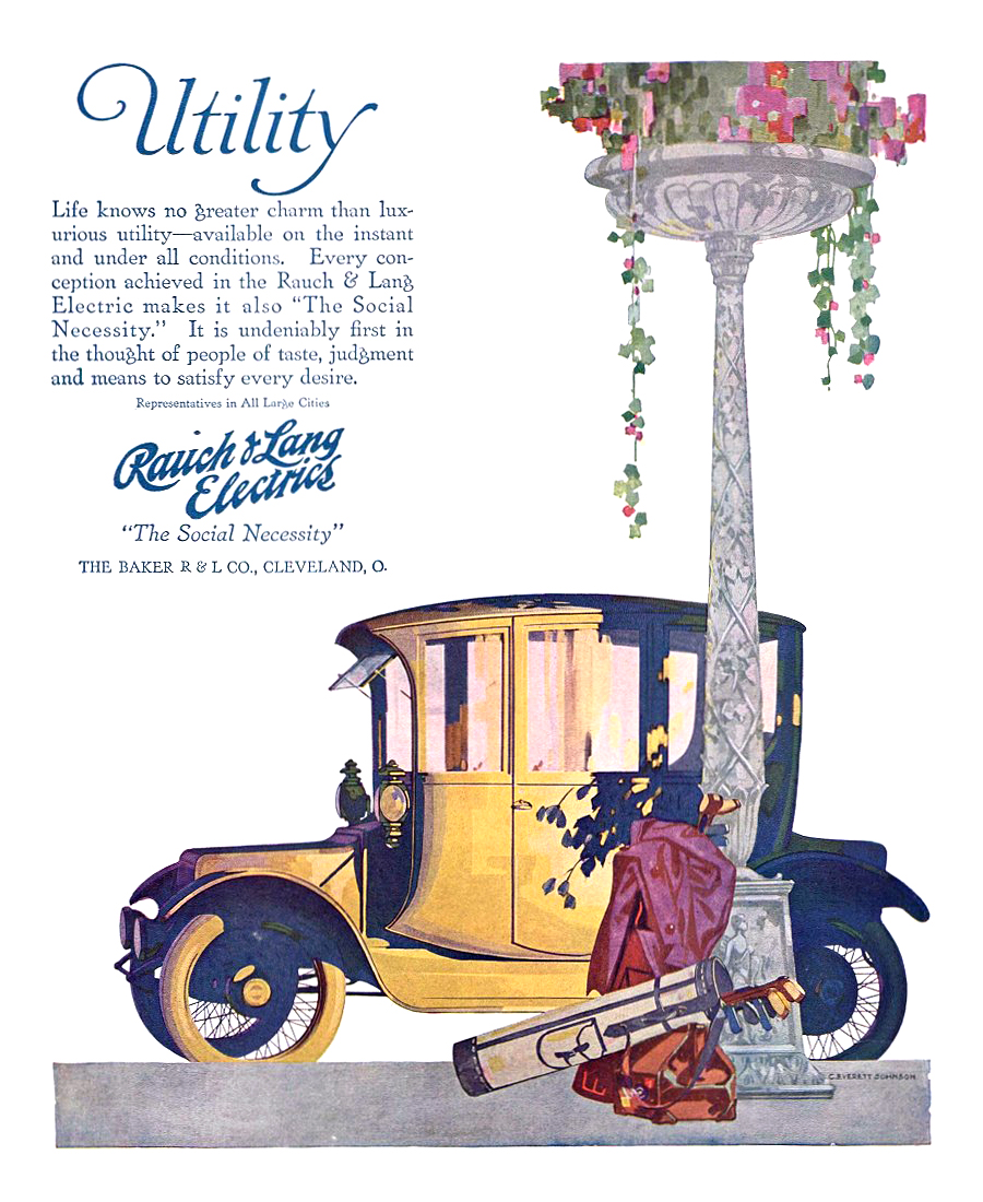 Rauch & Lang Electrics Ad (October, 1916): Utility - Illustrated by C. Everett Johnson