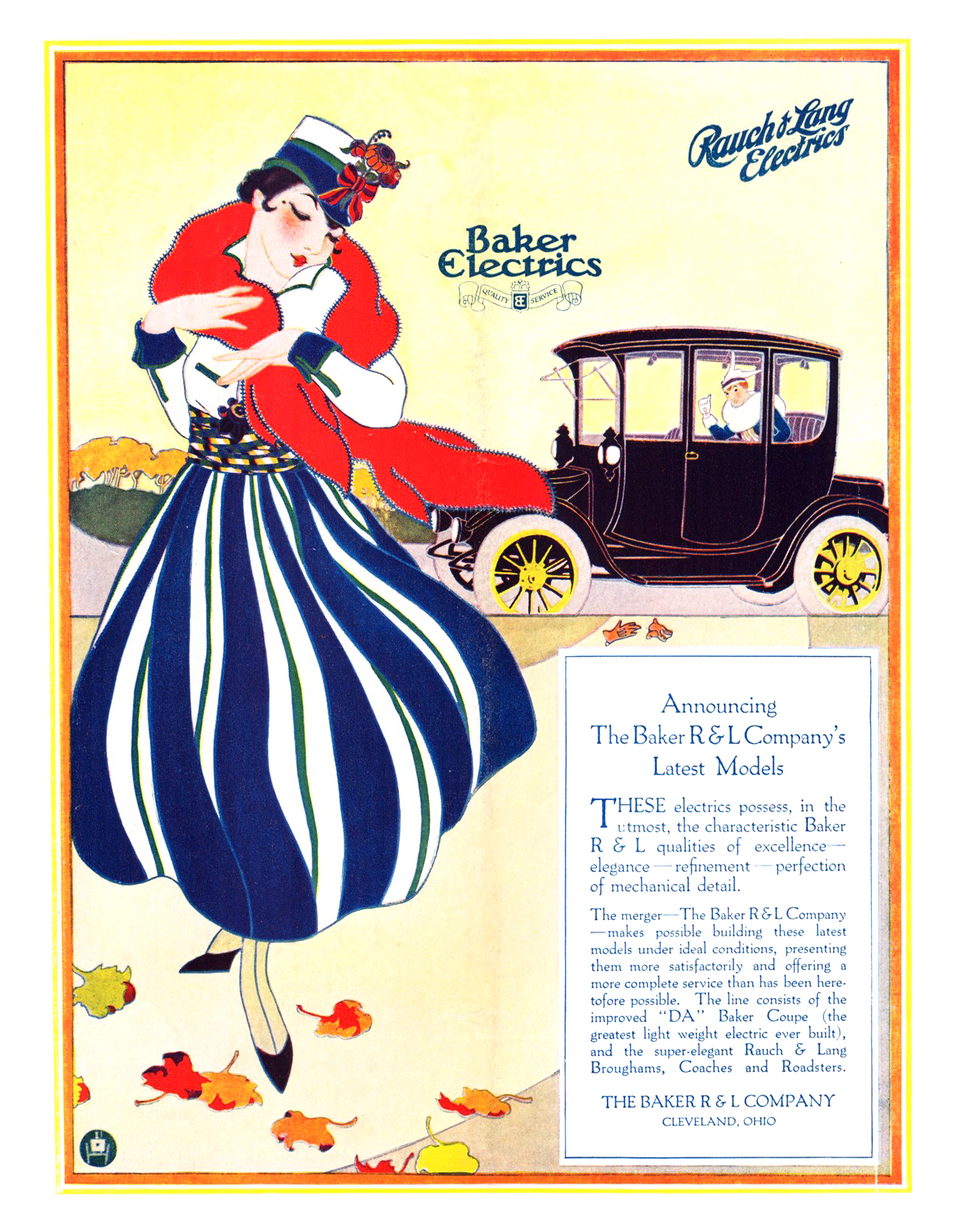 Baker/Rauch & Lang Electrics Ad (1915): Announcing The Baker R & L Company's Latest Models