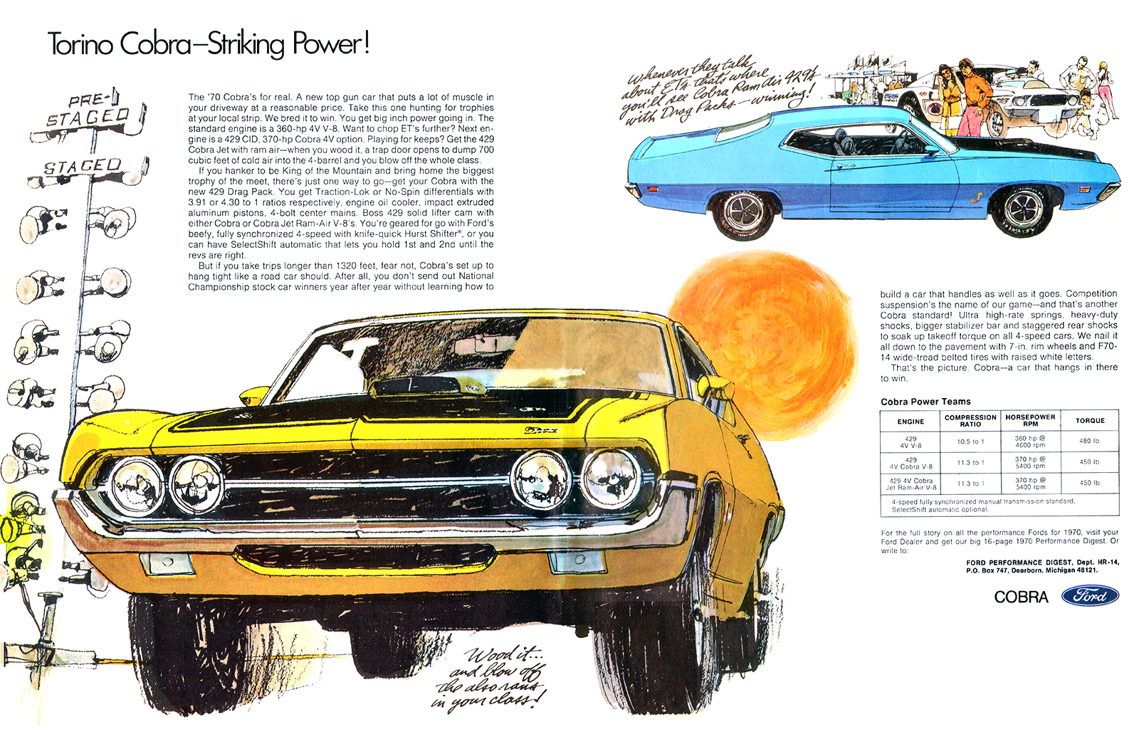 Ford Torino Cobra Ad (March, 1970): Torino Cobra–Striking Power!