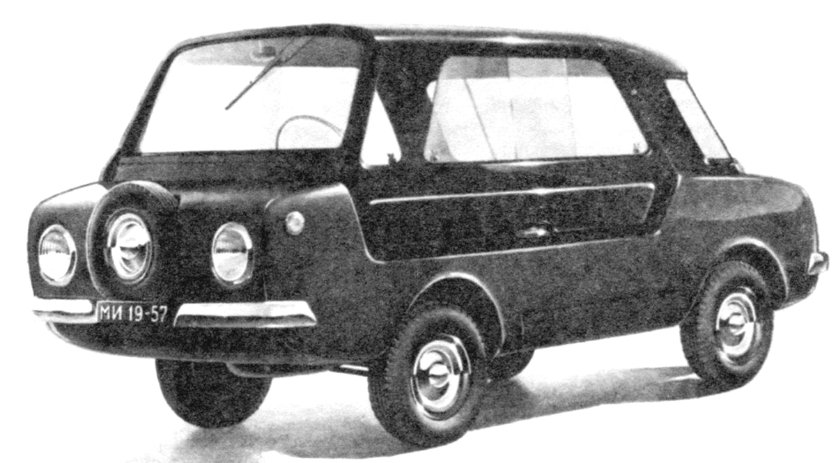 НАМИ-А50 (1957): Cельский вариант с универсальным кузовом, съемной крышей типа хардтоп и откидывающимися вверх боковыми дверями из стеклопластика
