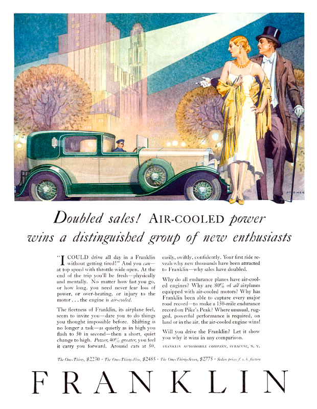 Franklin Town Car Ad (November, 1929): Illustrated by Elmer Stoner