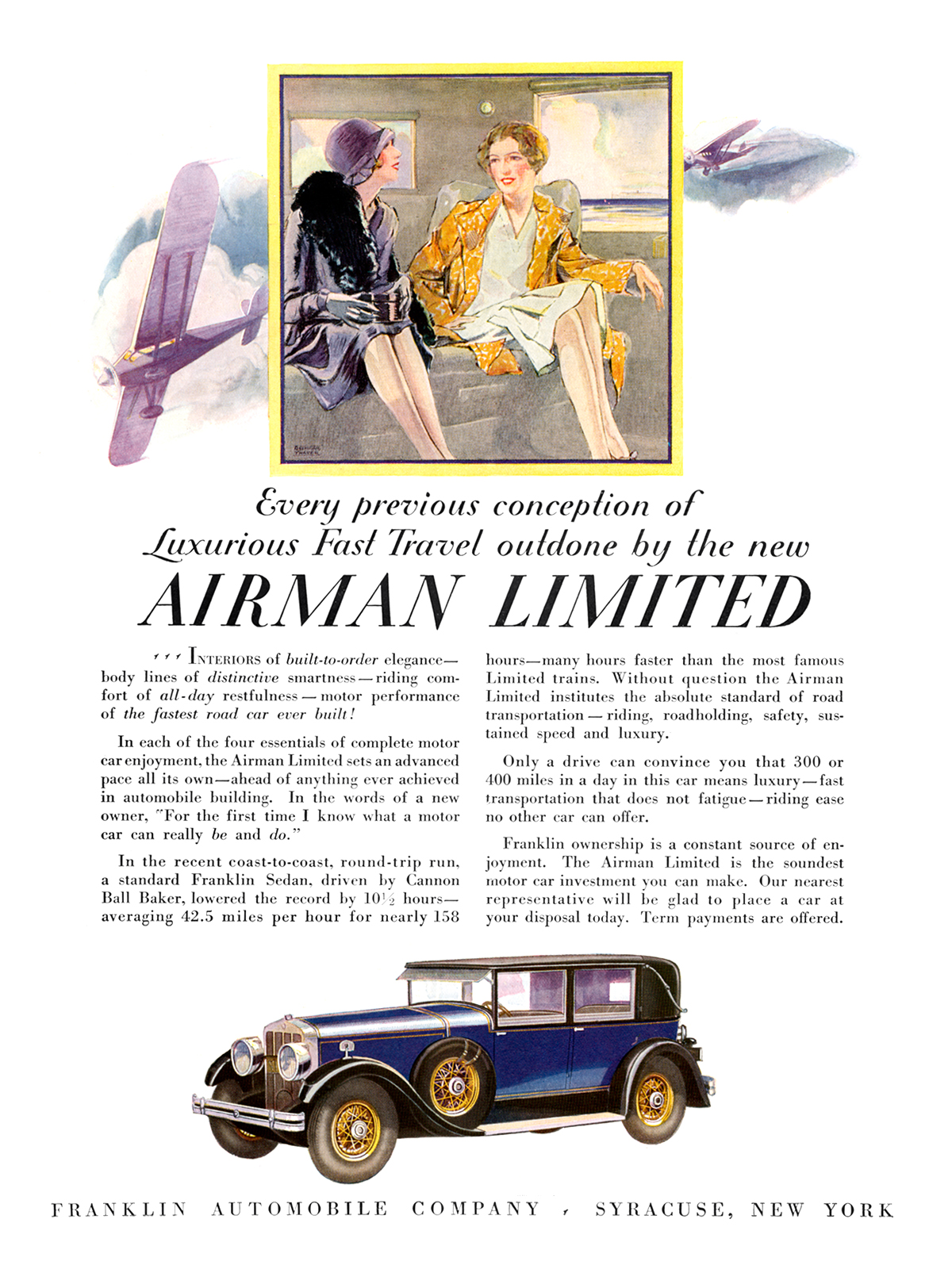 Franklin Airman Limited Ad (August-September, 1928): Illustrated by Raymond Thayer