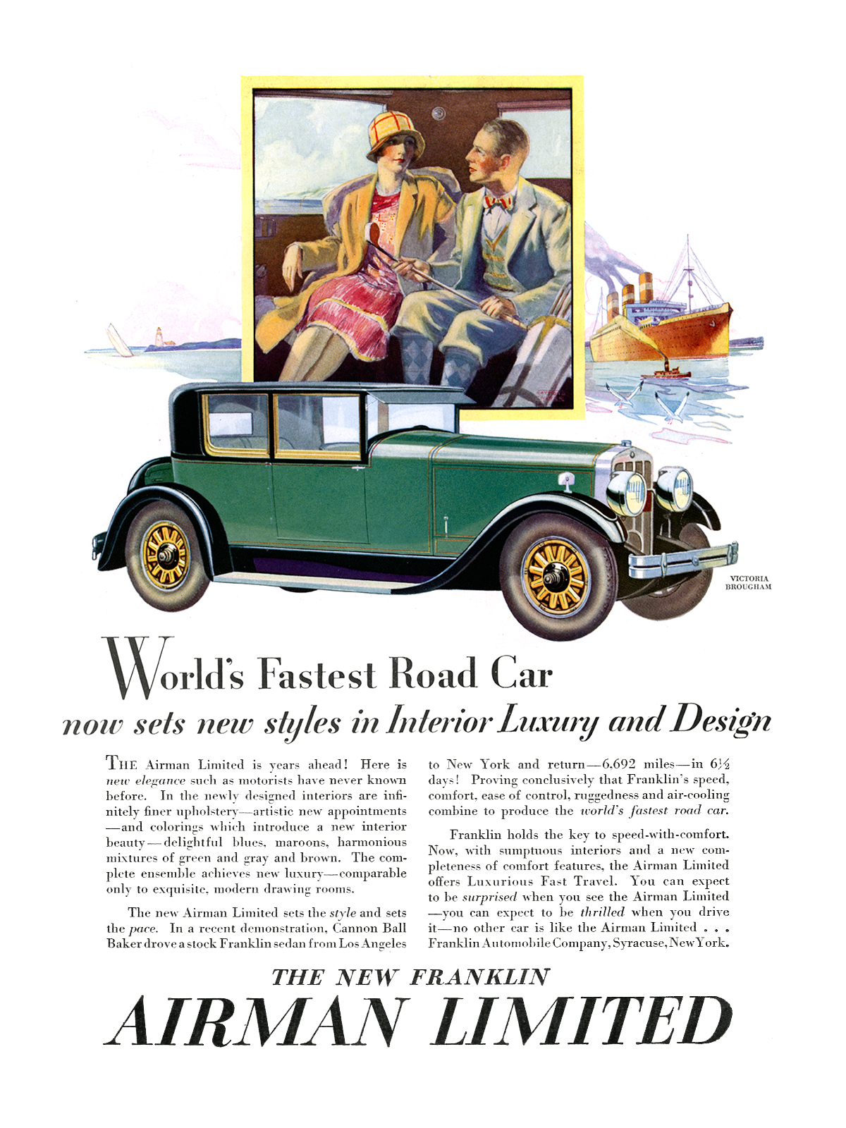 Franklin Airman Limited Ad (September-October, 1928): Victoria Brougham - Illustrated by Raymond Thayer
