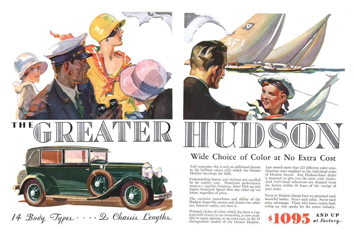 The Greater Hudson Ad (July, 1929): Illustrated by Karl Godwin