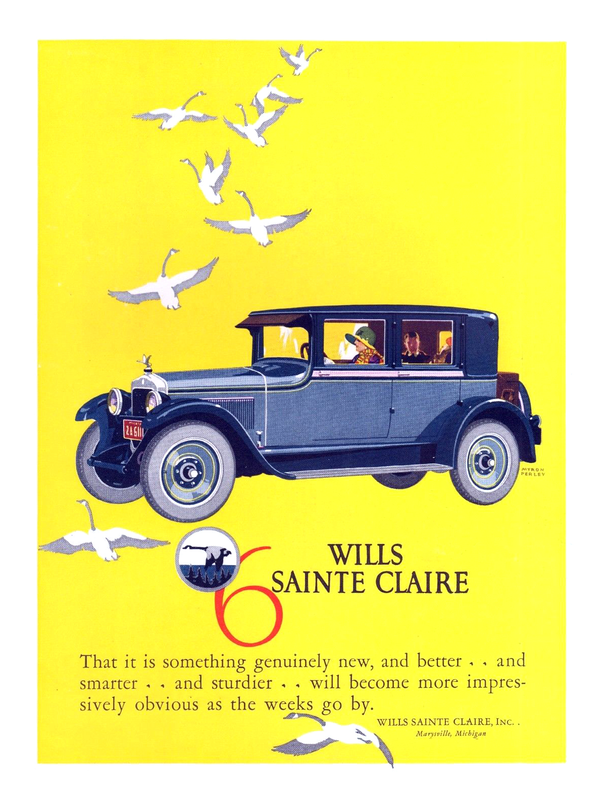Wills Sainte Claire Six Brougham Ad (September, 1925): Illustrated by Myron Perley