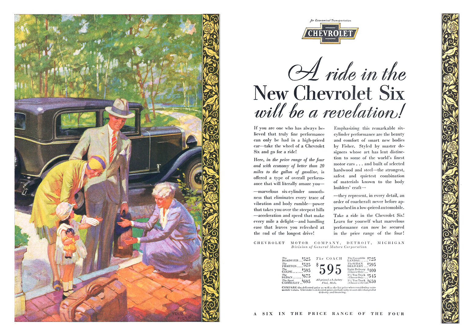 Chevrolet Six Ad (June, 1929): Illustrated by Frederic Mizen