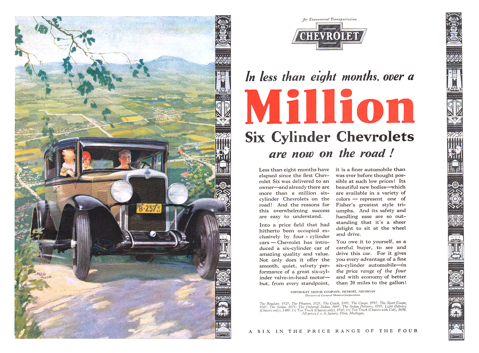 Chevrolet Six Ad (August, 1929): Illustrated by Frederic Mizen
