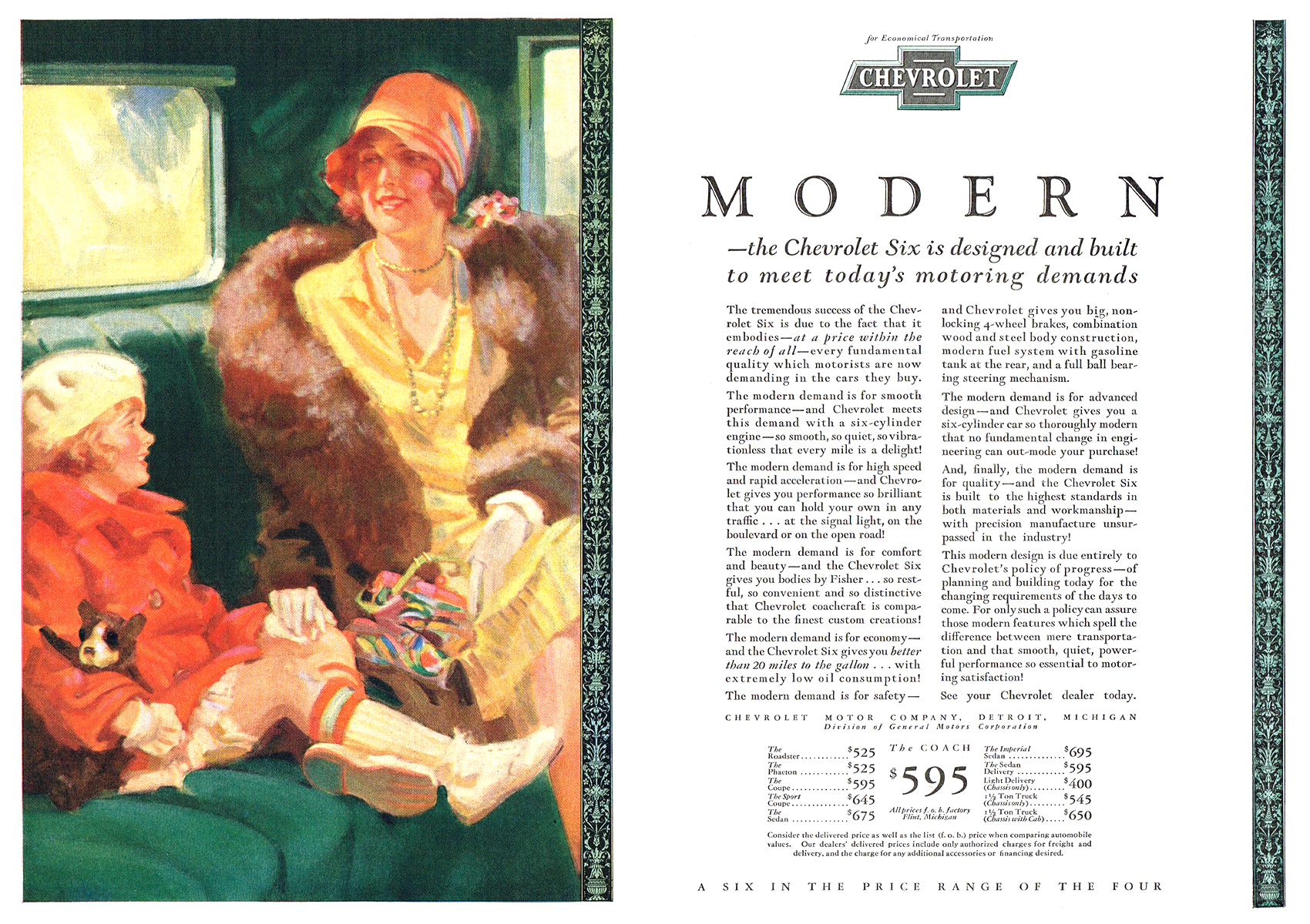 Chevrolet Six Ad (November, 1929): Illustrated by Frederic Mizen?