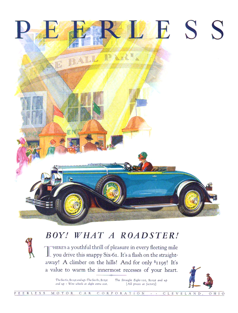 Peerless Six-61 Roadster Ad (June, 1929): Boy! What a Roadster!