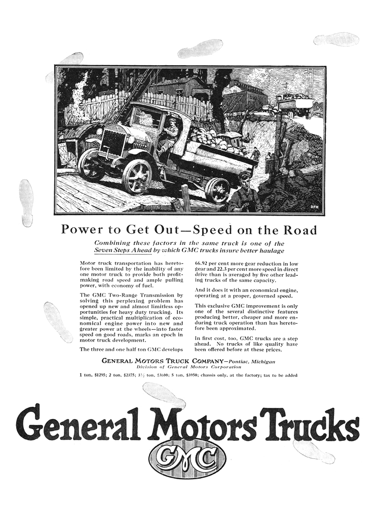 General Motors Trucks Ad (1922): Illustrated by Roy Frederic Heinrich