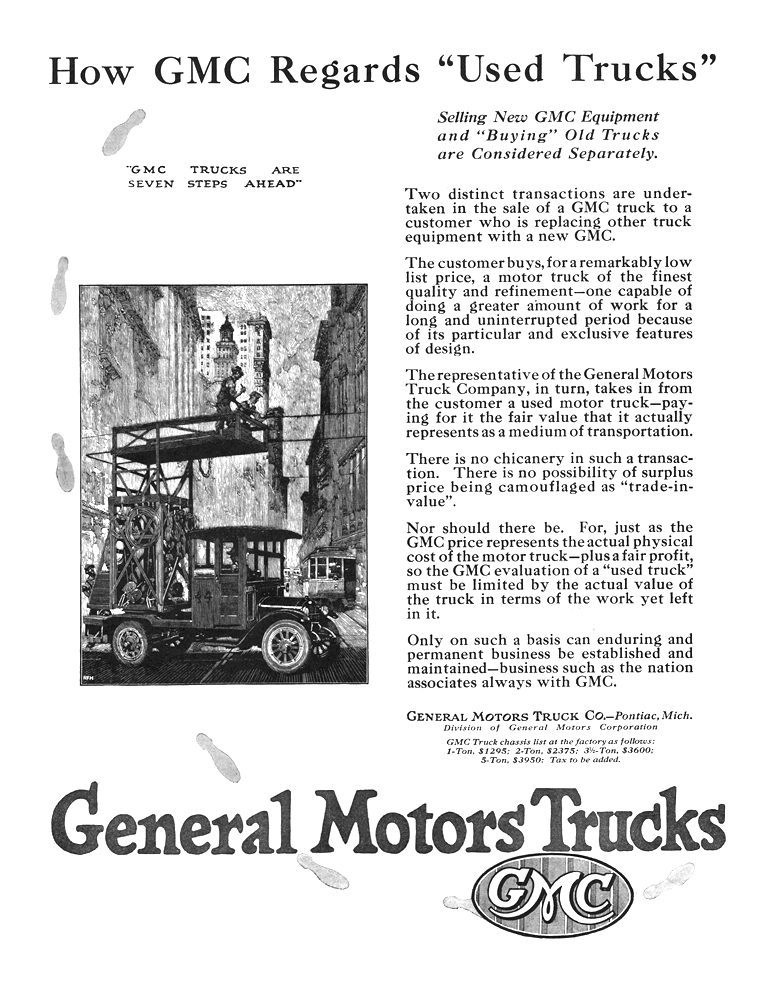General Motors Trucks Ad (1923): Illustrated by Roy Frederic Heinrich