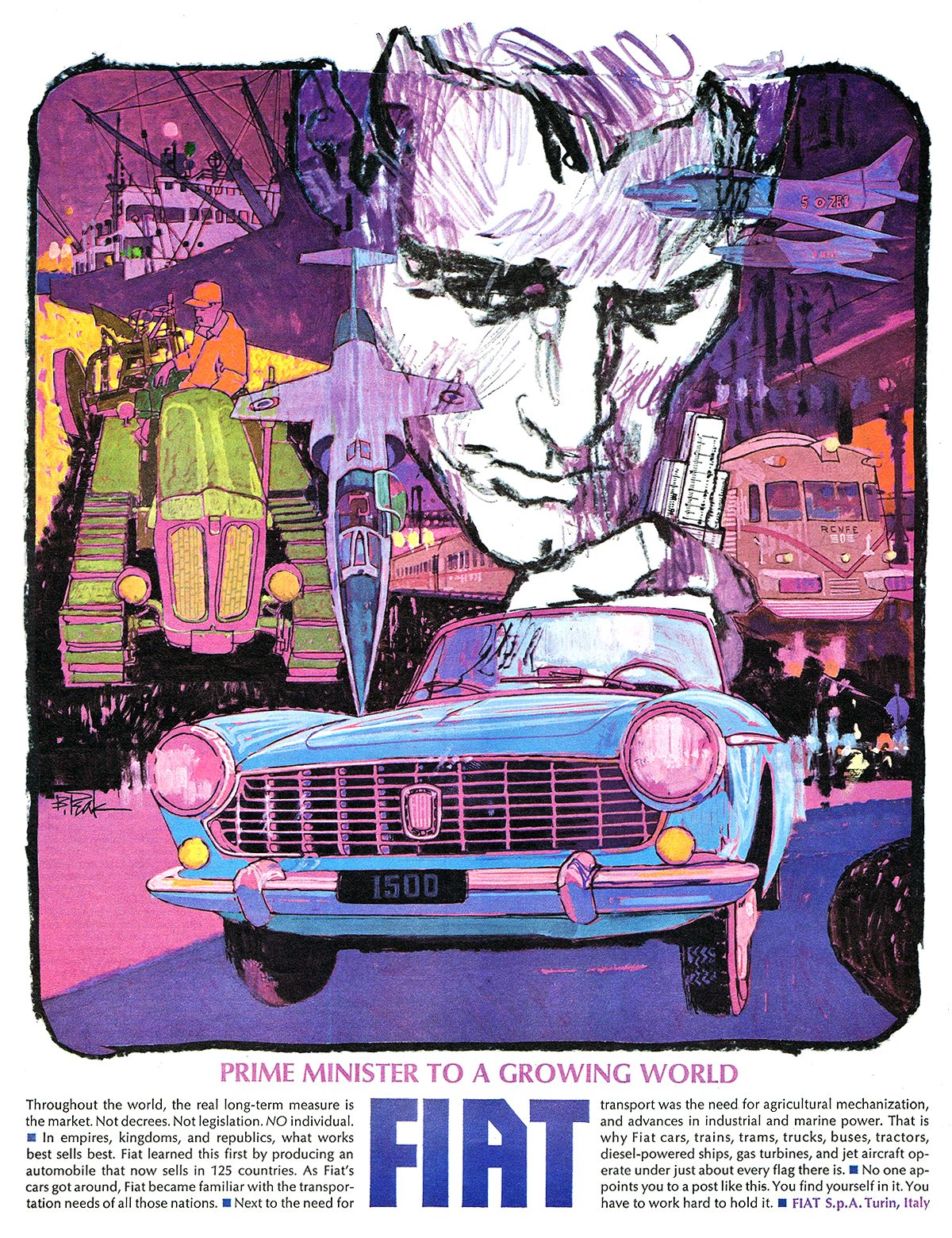 Fiat Advertisement by Bob Peak (1964)