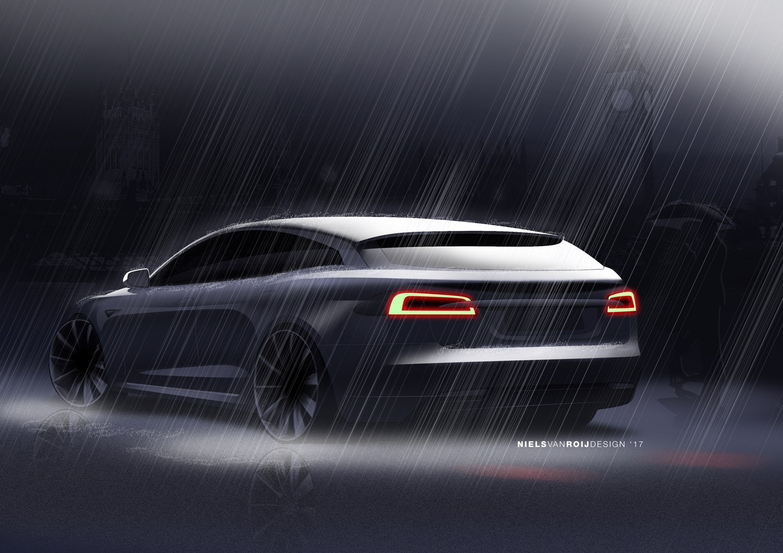 Tesla Model S Shooting Brake - Design Sketch by Niels van Roij (2017)