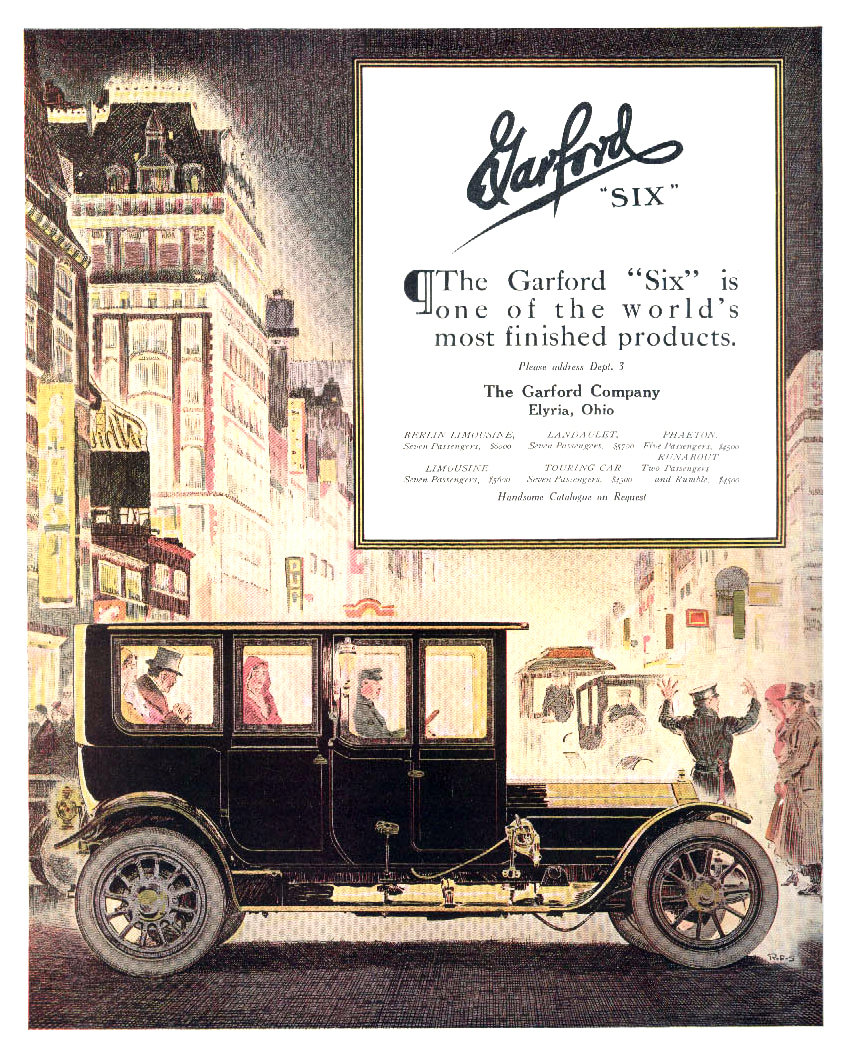 Garford Six Ad (December, 1912): Illustrated by Rudolph Frederick Schabelitz - Color version