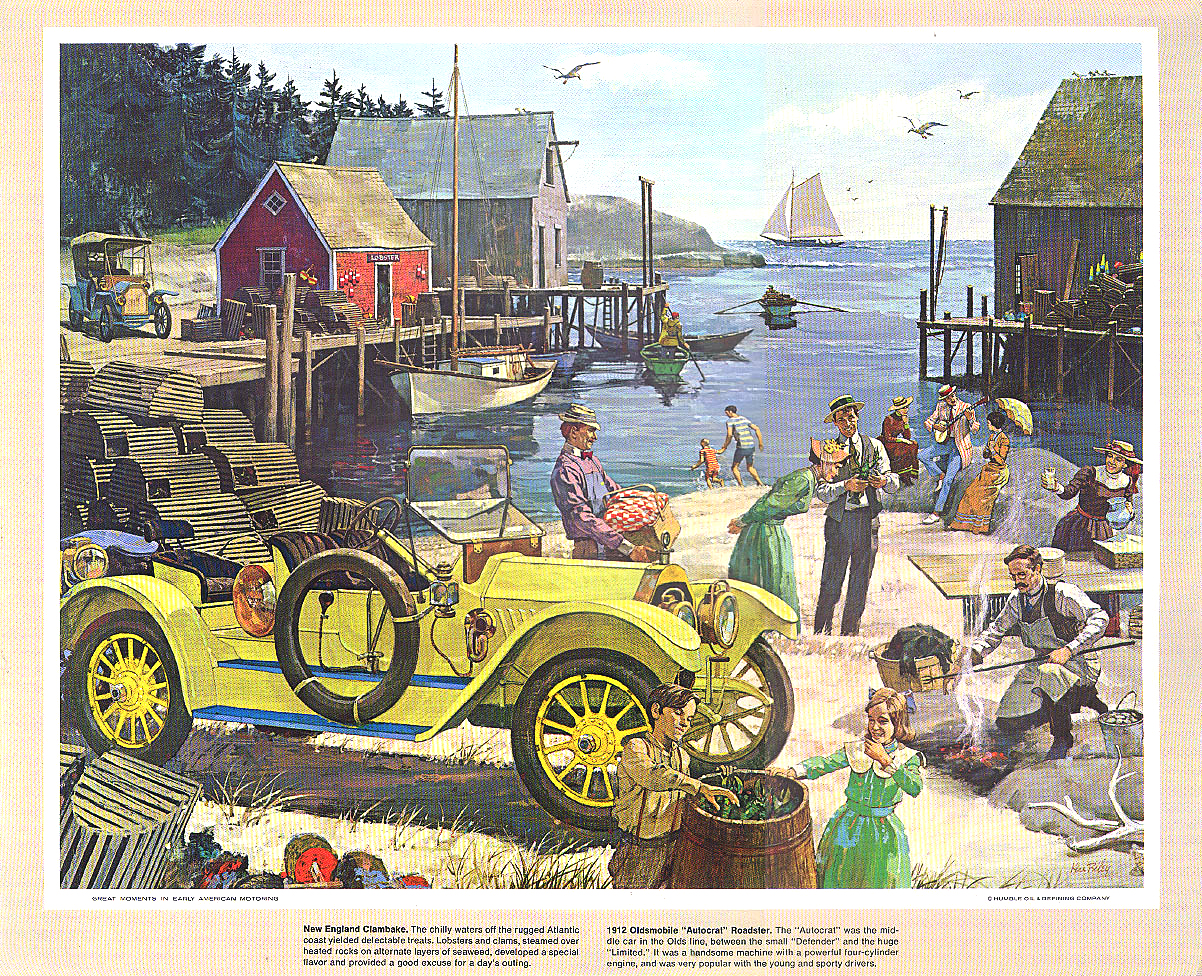 1970-09: New England Clambake (1912 Oldsmobile 'Autocrat' Roadster) - Illustrated by Kenneth Riley