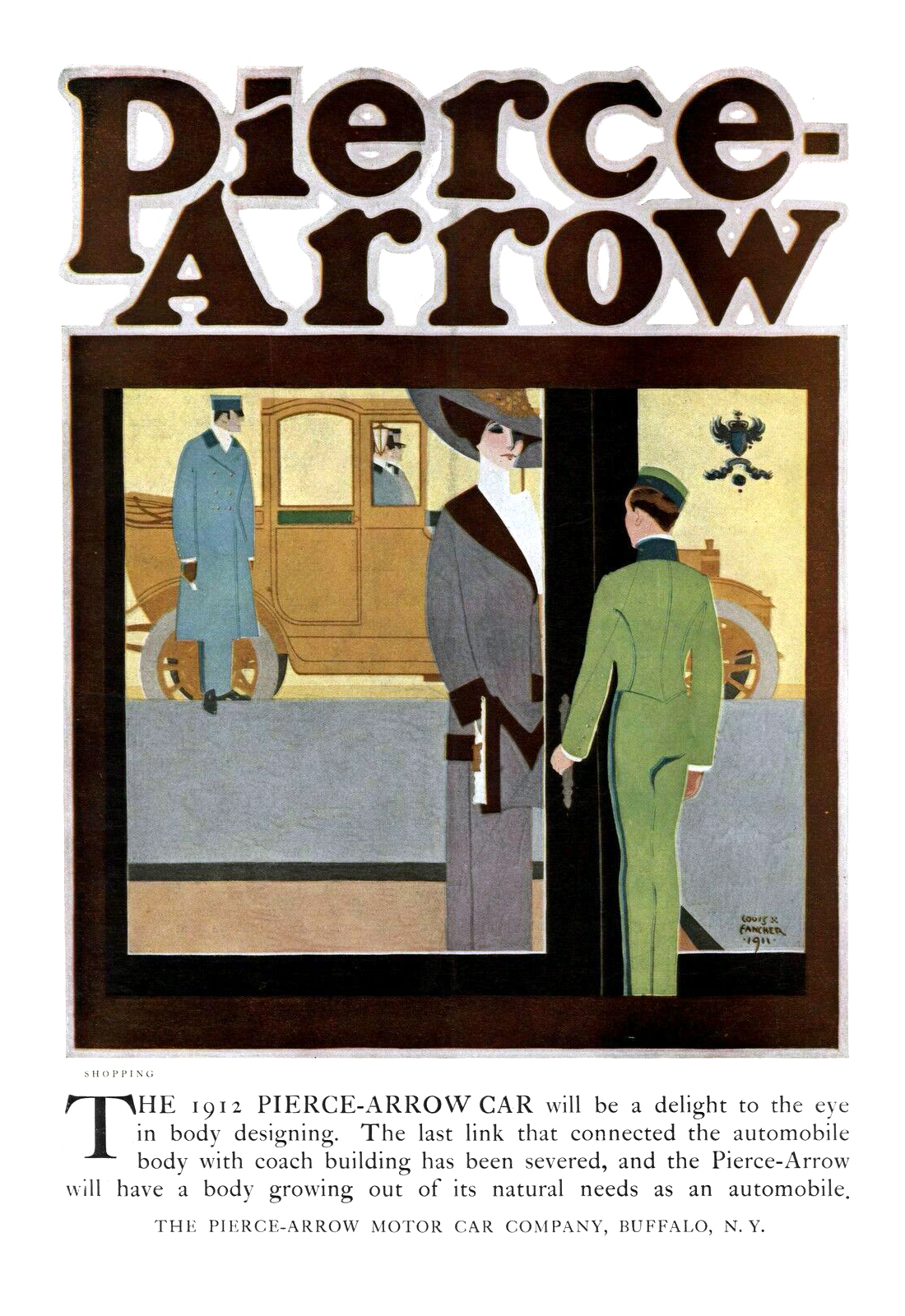 Pierce-Arrow Ad (December, 1911–January, 1912) – Shopping – Illustrated by Louis Fancher