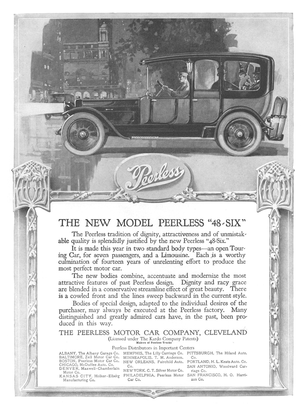 Peerless Model 48-Six Limousine Ad (September–October, 1914) 