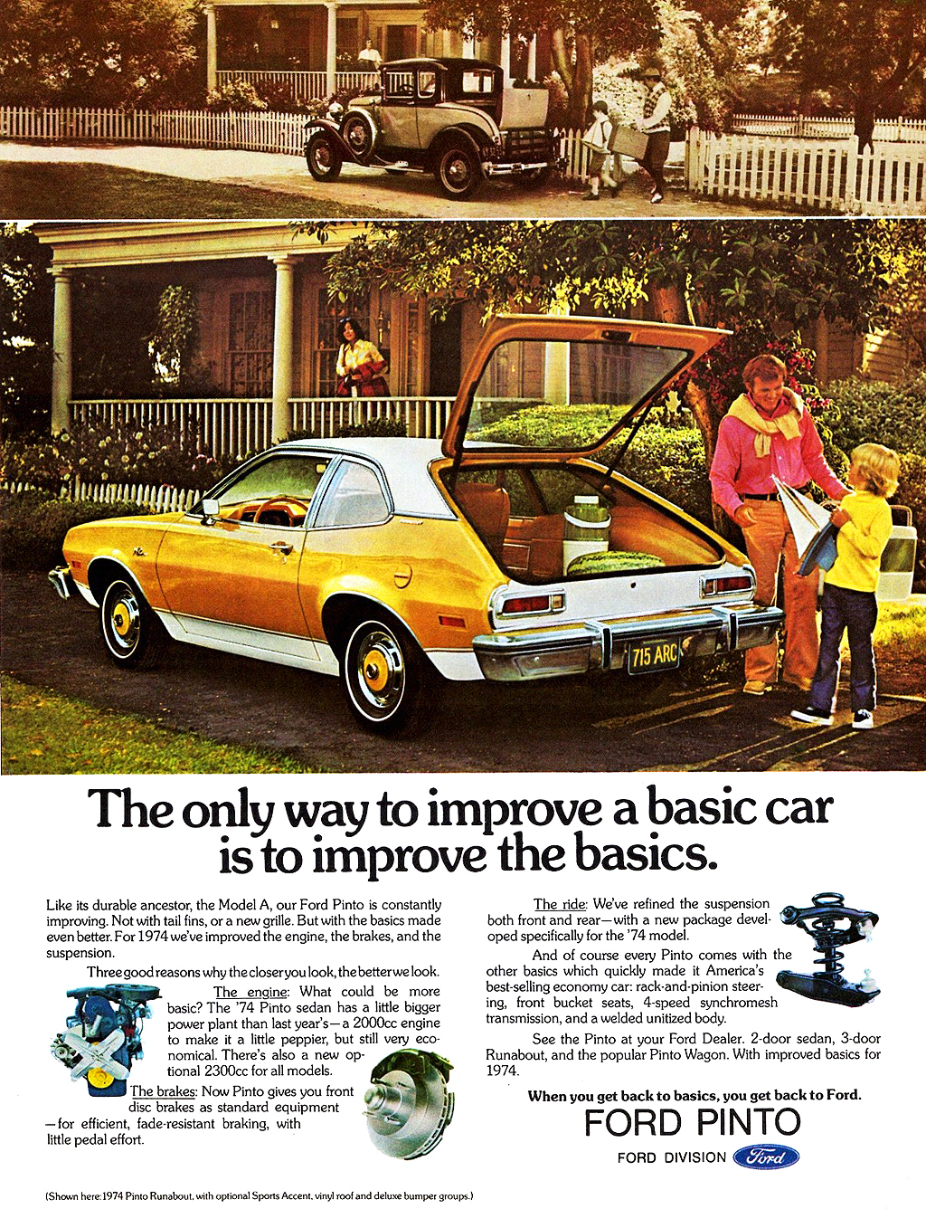 Ford Pinto Runabout Ad (1973–1974) - The only way to improve a basic car is to improve the basics.