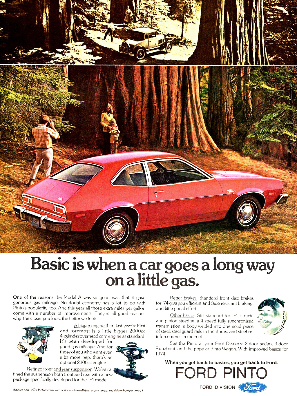 Ford Pinto Sedan Ad (1973–1974) - Basic is when a car goes a long way on a little gas.