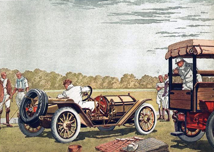 1911 Mercer 4 cyl., 30 H.P. Raceabout - Illustrated by Leslie Saalburg