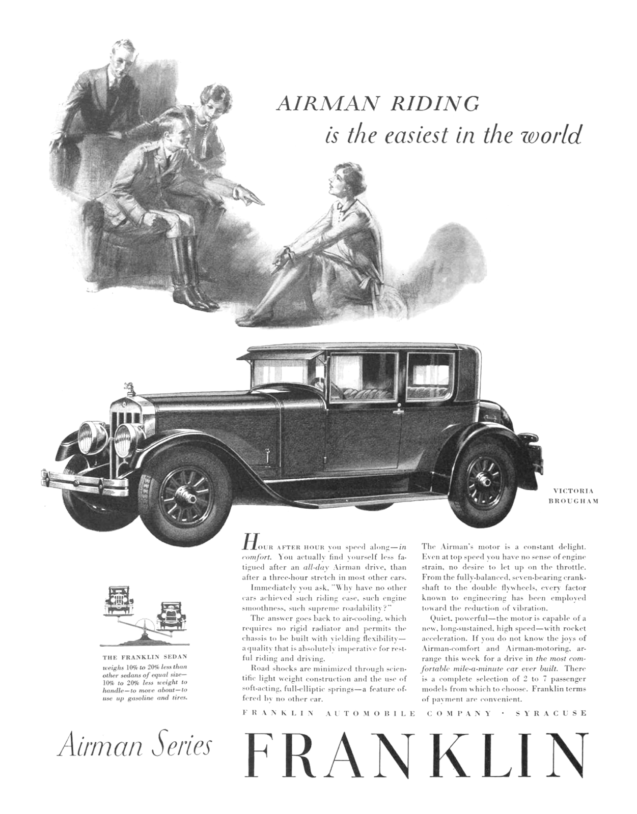 Franklin Airman Series Victoria Brougham Ad (April, 1928)
