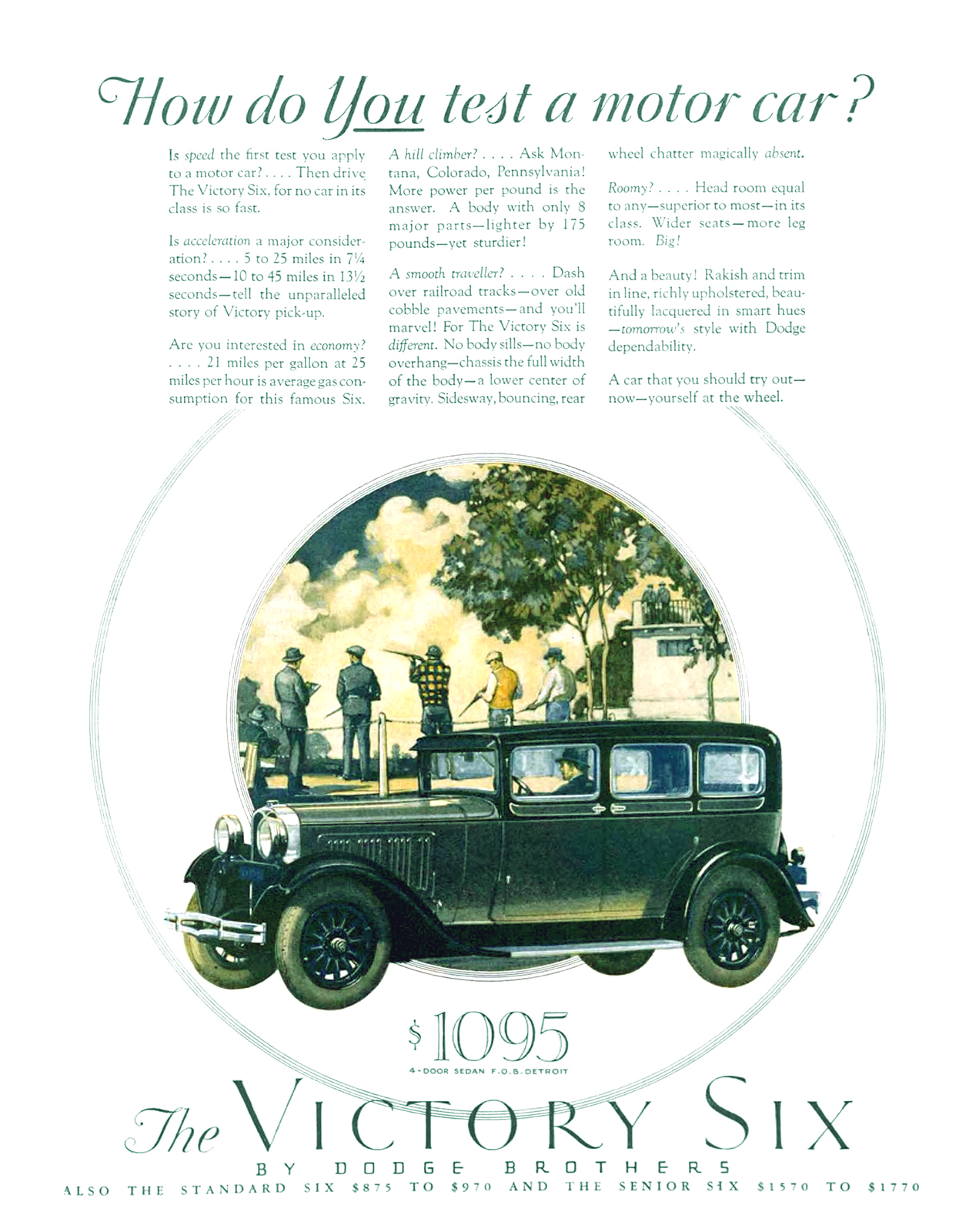 Dodge Brothers Victory Six 4-Door Sedan Ad (May, 1928): How do You test a motor car?