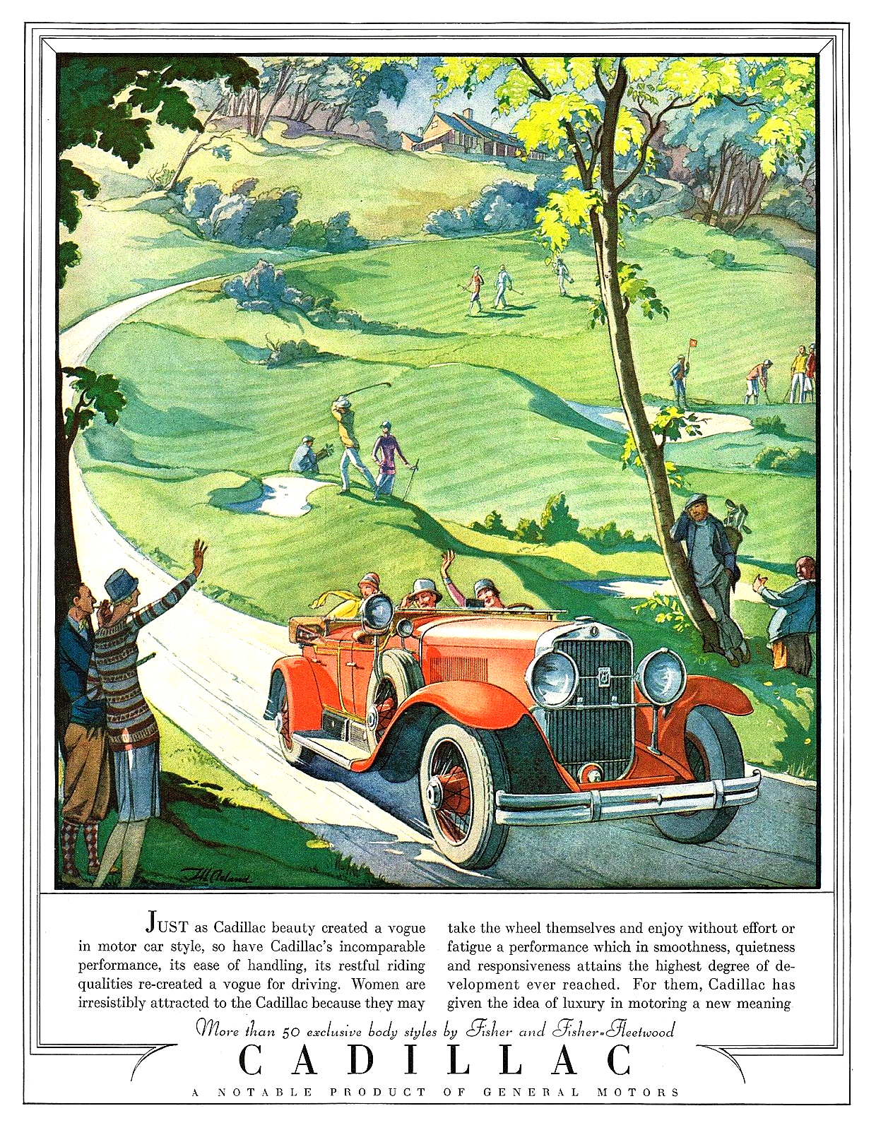 Cadillac Phaeton Ad (May-June, 1928): Illustrated by Thomas M. Cleland