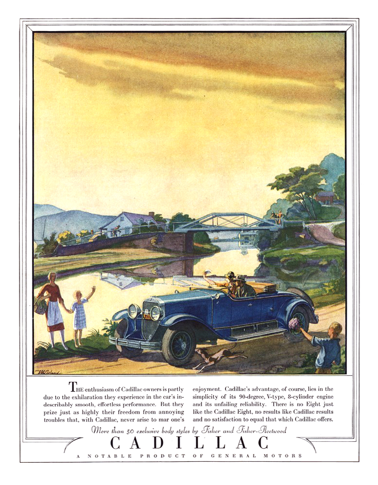 Cadillac Roadster Ad (June, 1928): Illustrated by Thomas M. Cleland