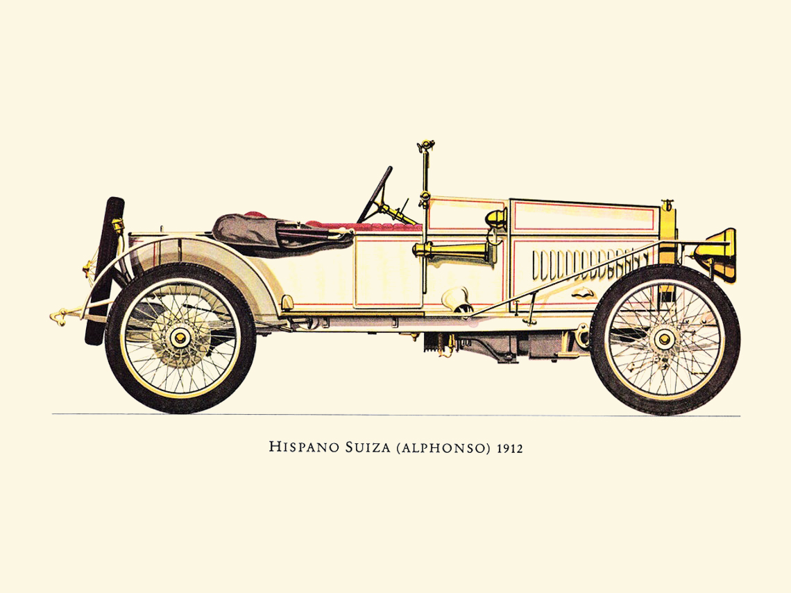 1912 Hispano Suiza Alphonso - Illustrated by Hans A. Muth