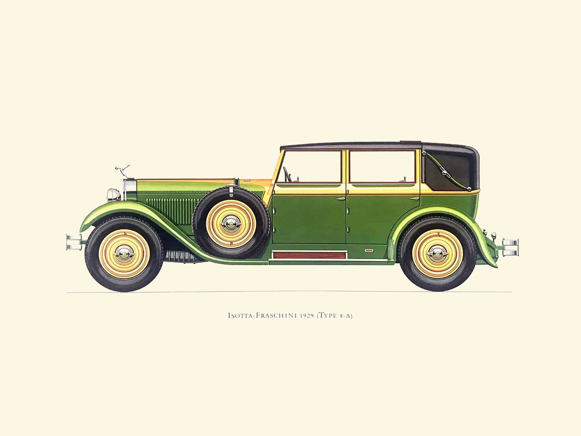 1929 Isotta Fraschini Type 8-A - Illustrated by Hans A. Muth