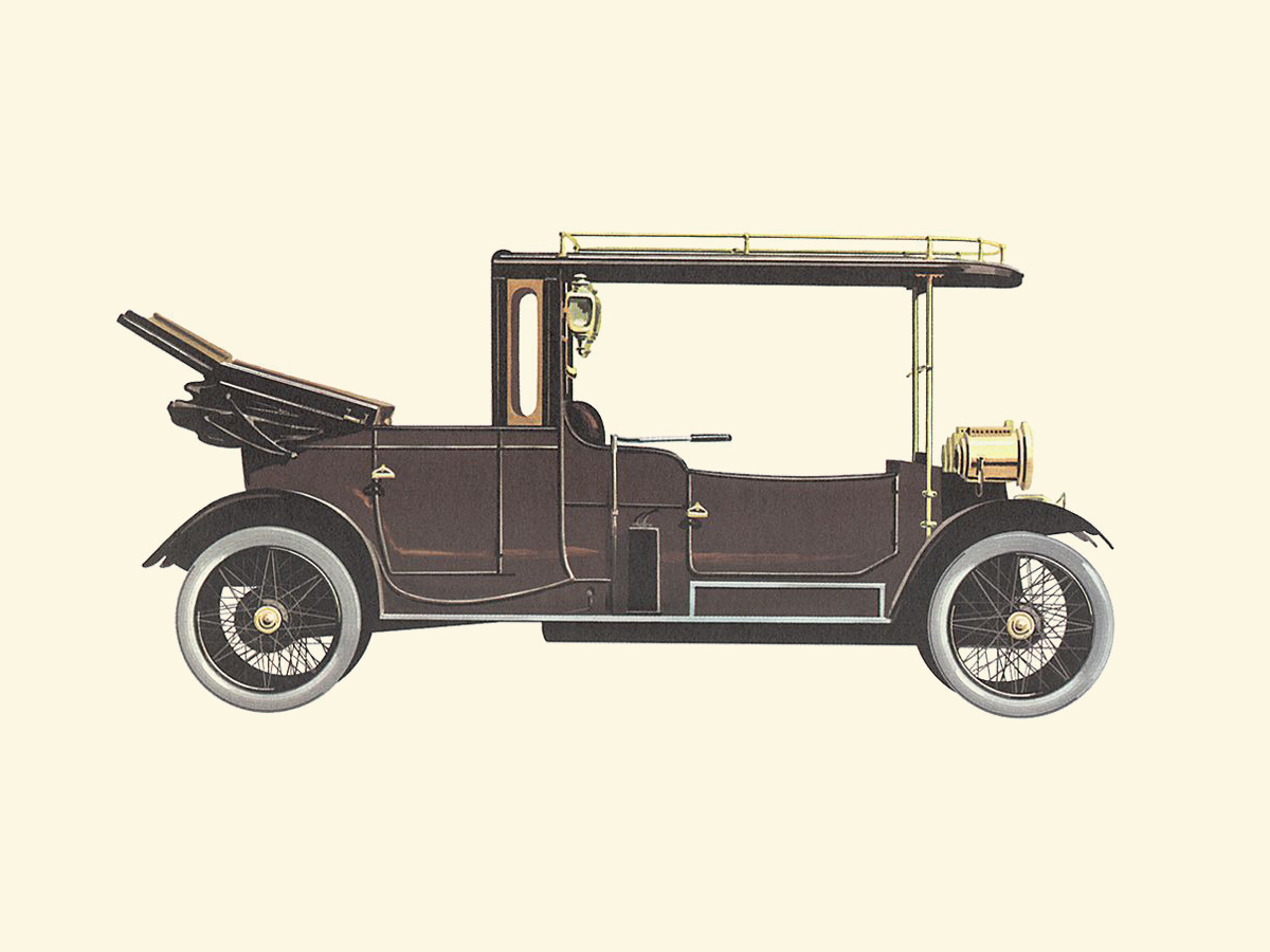 1909 Lanchester 28 HP - Illustrated by Pierre Dumont