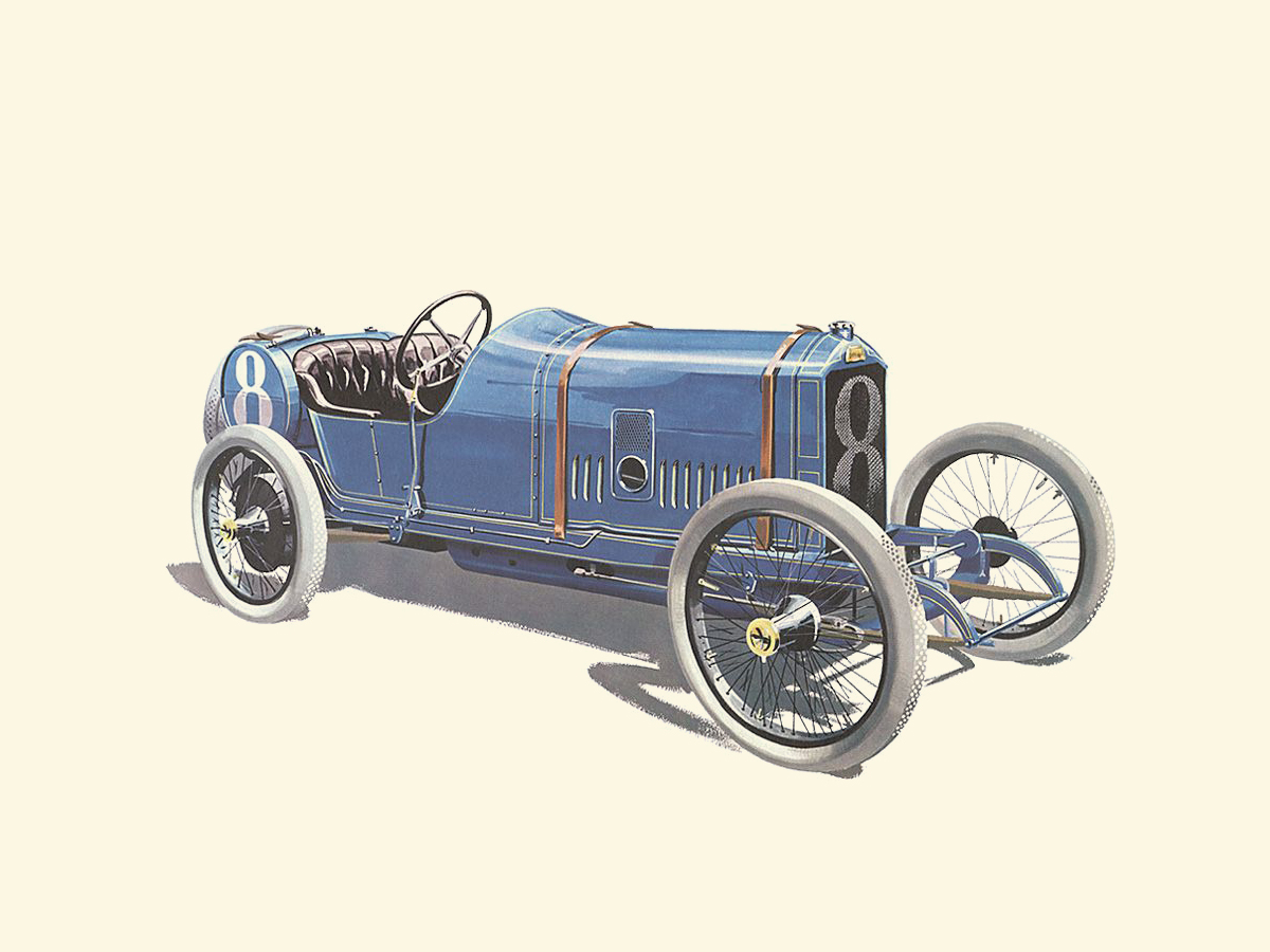 1913 Peugeot GP - Illustrated by Pierre Dumont