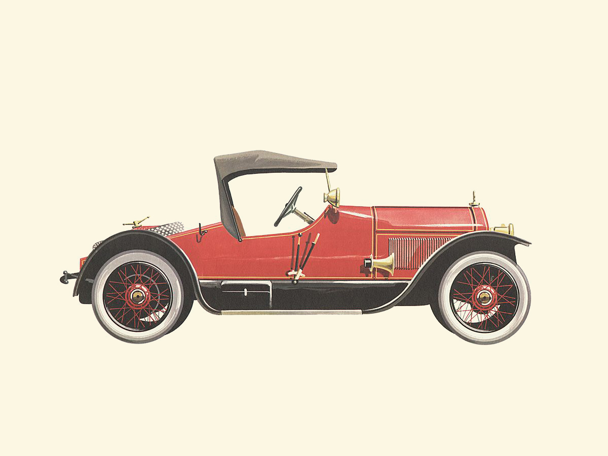 1921 Stutz Bearcat - Illustrated by Pierre Dumont