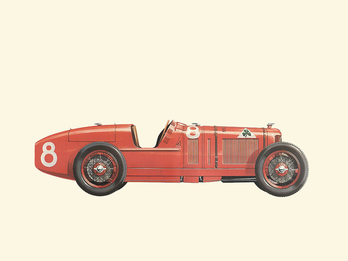 1924 Alfa Romeo P2 Grand Prix - Illustrated by Pierre Dumont