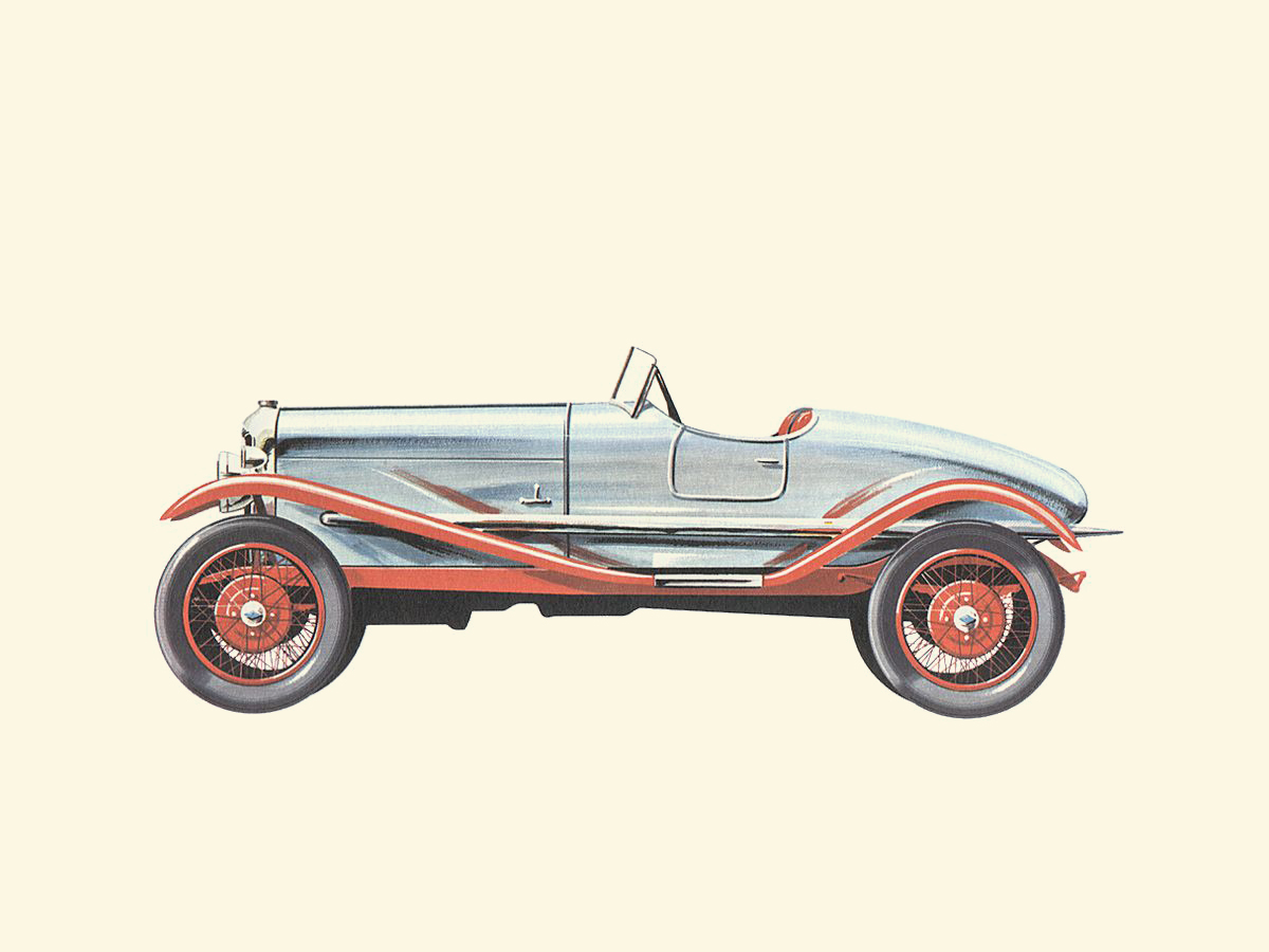1924 Riley 11/40 HP Redwing - Illustrated by Pierre Dumont
