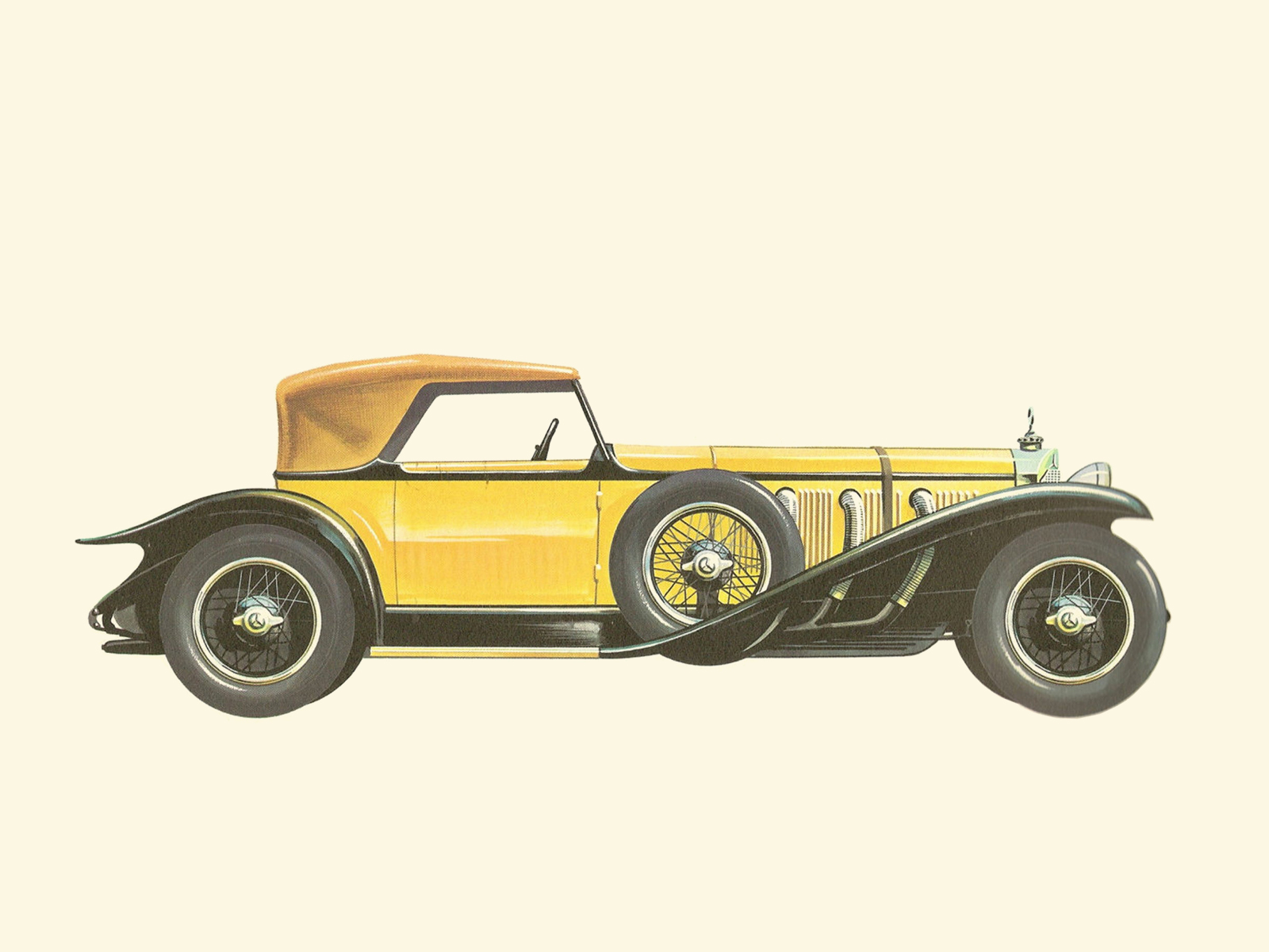 1928 Mercedes-Benz SS 38/250 HP Hibbard and Darrin Convertible - Illustrated by Pierre Dumont