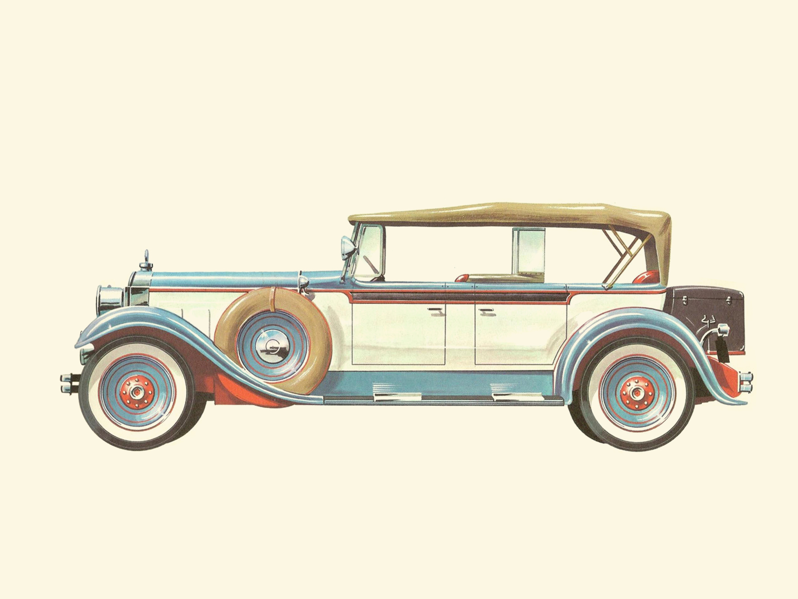 1928 Packard Model 443 Torpedo Phaeton - Illustrated by Pierre Dumont