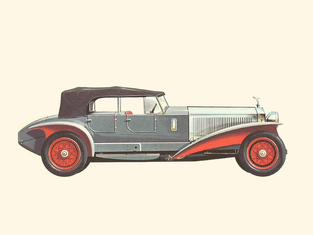 1928 Rolls-Royce Phantom I 40/50 HP Barker Body Touring - Illustrated by Pierre Dumont
